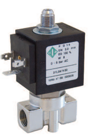 Elettrovalvola 3/2 acciaio inox 316 1/4 n.c. ode 31L2A1V30