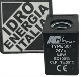idroenergiaitalia elettrovalvole lecce bobina solenoide magnete elettromagnete elettrovalvola acl 6,5w 24v dc type 301 - idroenergiaitalia ricambi elettrovalvole ode acl camozzi pneumax parker ceme