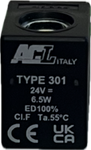 bobina elettrovalvola acl type 301 24V dc 6,5w, adattabile ferrari 110290/24vdc, ACL 301 24cc,