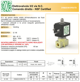 Elettrovalvola 220v 3/2 1/8 Ode 316A31A1V15-T3 canotto inox 316