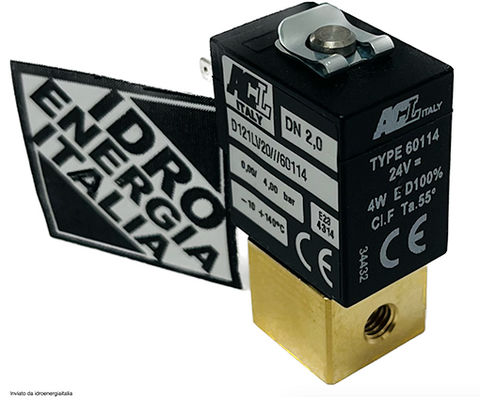acl D121LV20///60114 microelettrovalvola aria acqua calda vapore autoclave medicale dentale n.c. M5 24v dc 4w orifizio 2 mm  altezza elettrovalvola 41mm - idroenergiaitalia elettrovalvole ode acl camozzi a lecce