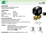E106BB20, ACL, NBR, Elettrovalvola 2 vie normalmente chiusa 1/4", senza bobina,