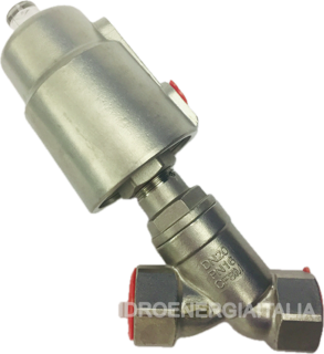 valvola pneumatica a pistone 3/4, valvola comando pneumatico 3/4, acciaio inox 316, sede inclinata,
