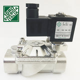 droenergiaitalia lecce elettrovalvola acciaio inox 316 3/4 membrana teflon ptfe 21X3KT190 12v 220v 24v 110v 48v (scegliere nel menu a tendina) prodotti chimici alte temperature acqua surriscaldata 180 gradi massimo - portata 120 litri al minuto - pressione differenzial di funzionamento 0,5 - 10 bara - pressione massima ammissibile 22 bar - Idroenergiaitalia Elettrovalvole ode acl camozzi